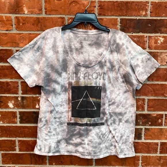 Knit Riot Womens Medium Pink Flyod Tie Dye Short Sleeve Boxy Oversized Band Tee - Picture 7 of 7